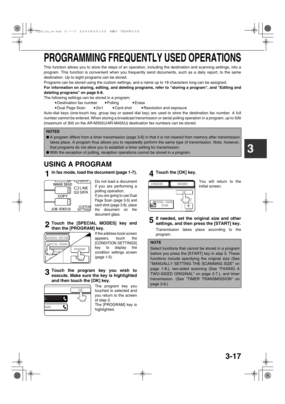 Programming frequently used operations, Using a program, 3programming frequently used operations | Sharp AR-M355N User Manual | Page 326 / 380