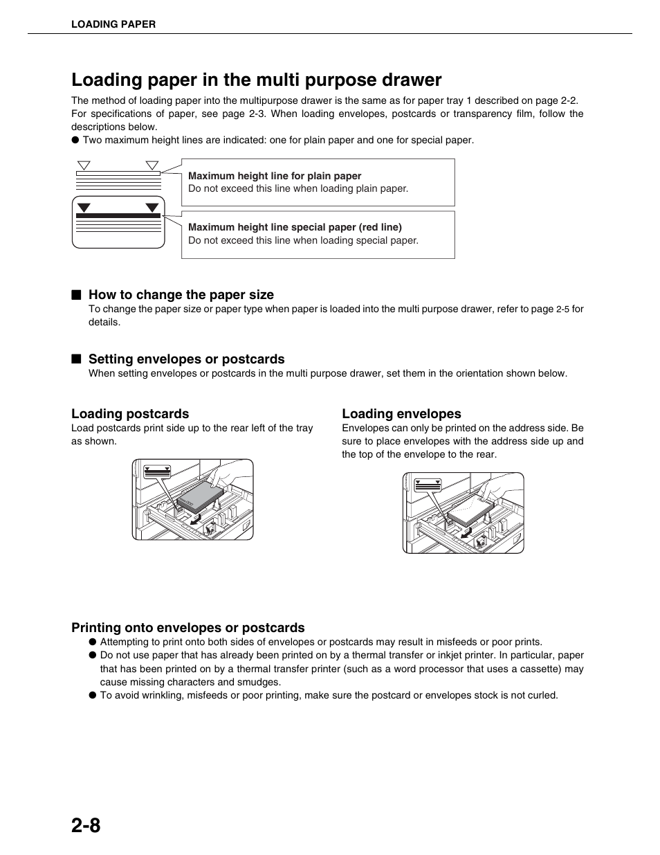 Loading paper in the multi purpose drawer | Sharp AR-M355N User Manual | Page 35 / 380