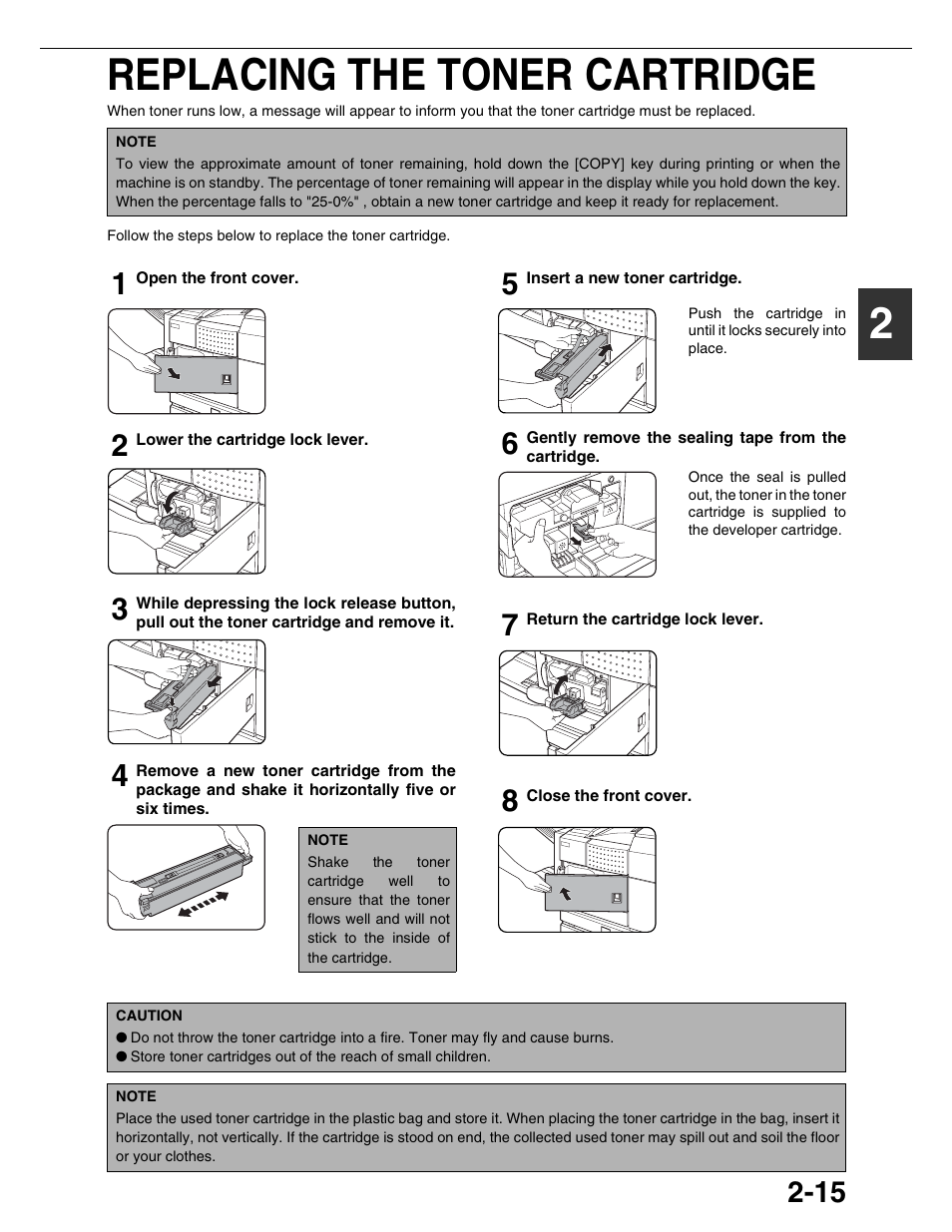 2replacing the toner cartridge | Sharp AR-M355N User Manual | Page 42 / 380