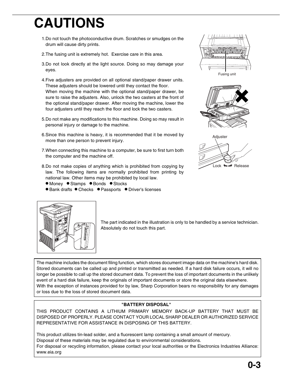 Cautions | Sharp AR-M355N User Manual | Page 6 / 380