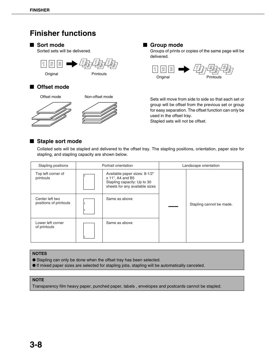 Finisher functions | Sharp AR-M355N User Manual | Page 61 / 380