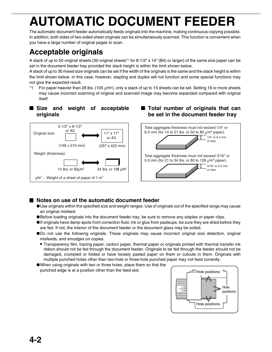 Automatic document feeder, Acceptable originals | Sharp AR-M355N User Manual | Page 81 / 380