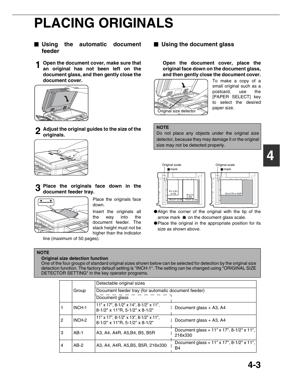 4placing originals | Sharp AR-M355N User Manual | Page 82 / 380