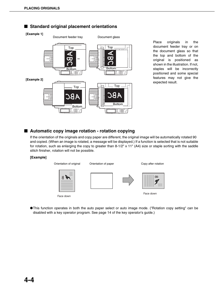 Standard original placement orientations, Automatic copy image rotation - rotation copying | Sharp AR-M355N User Manual | Page 83 / 380