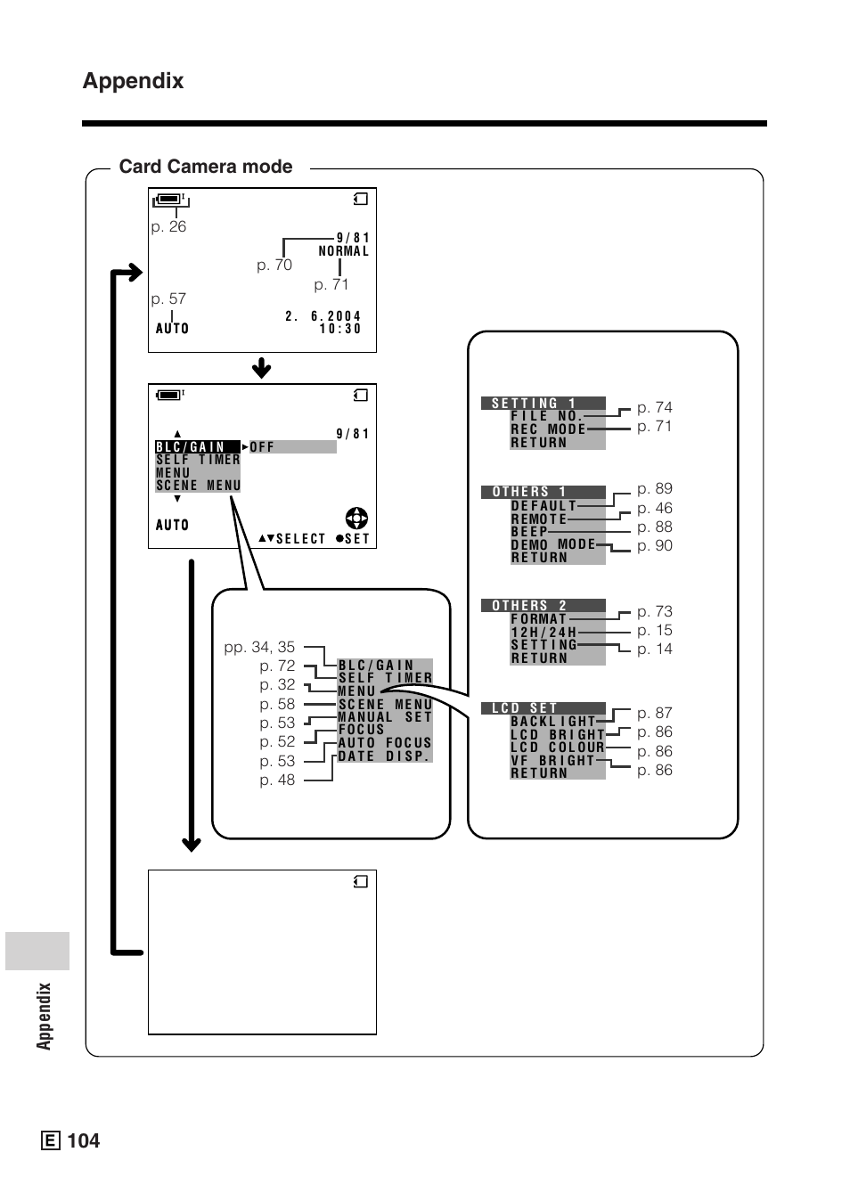Appendix, Card camera mode | Sharp VIEWCAMZ VL-Z5E User Manual | Page 114 / 117
