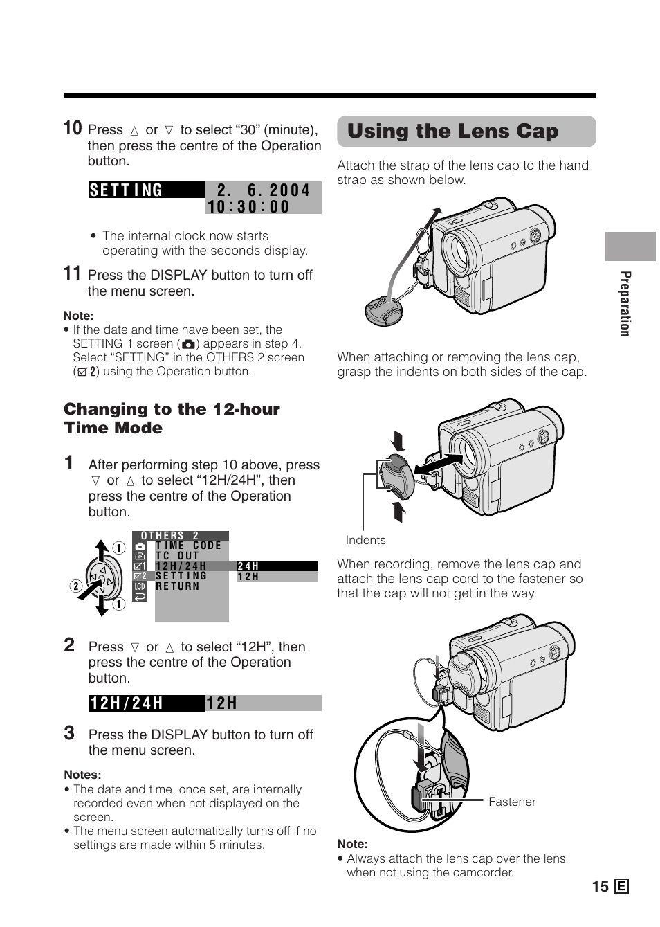 Using the lens cap | Sharp VIEWCAMZ VL-Z5E User Manual | Page 25 / 117