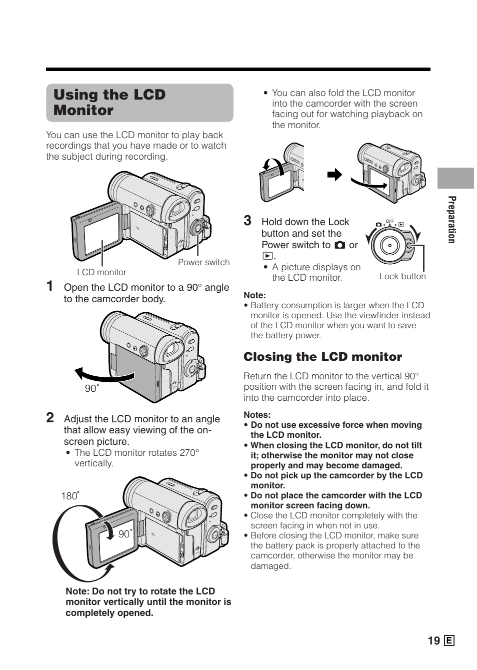 Using the lcd monitor, Closing the lcd monitor | Sharp VIEWCAMZ VL-Z5E User Manual | Page 29 / 117