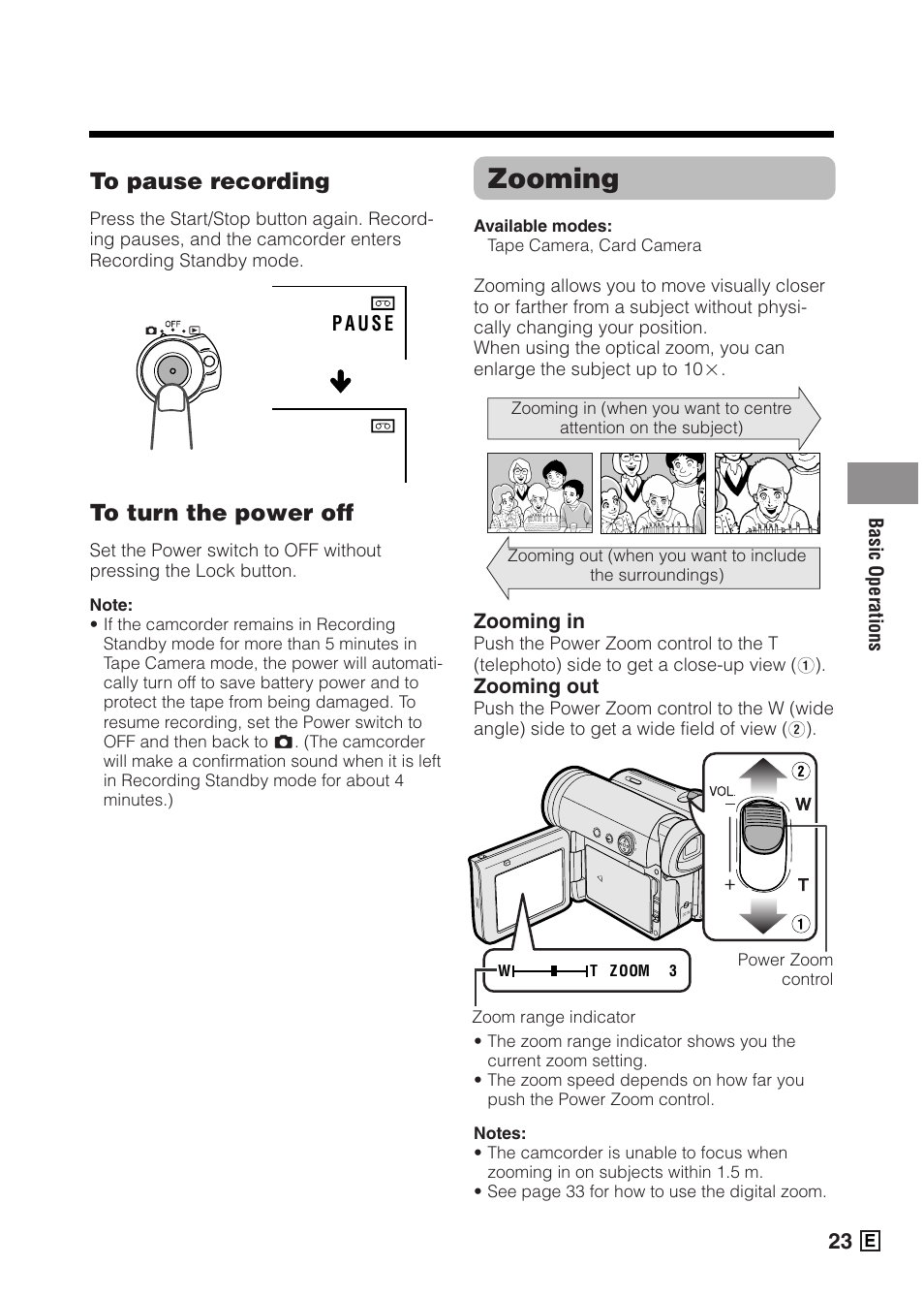 Zooming | Sharp VIEWCAMZ VL-Z5E User Manual | Page 33 / 117