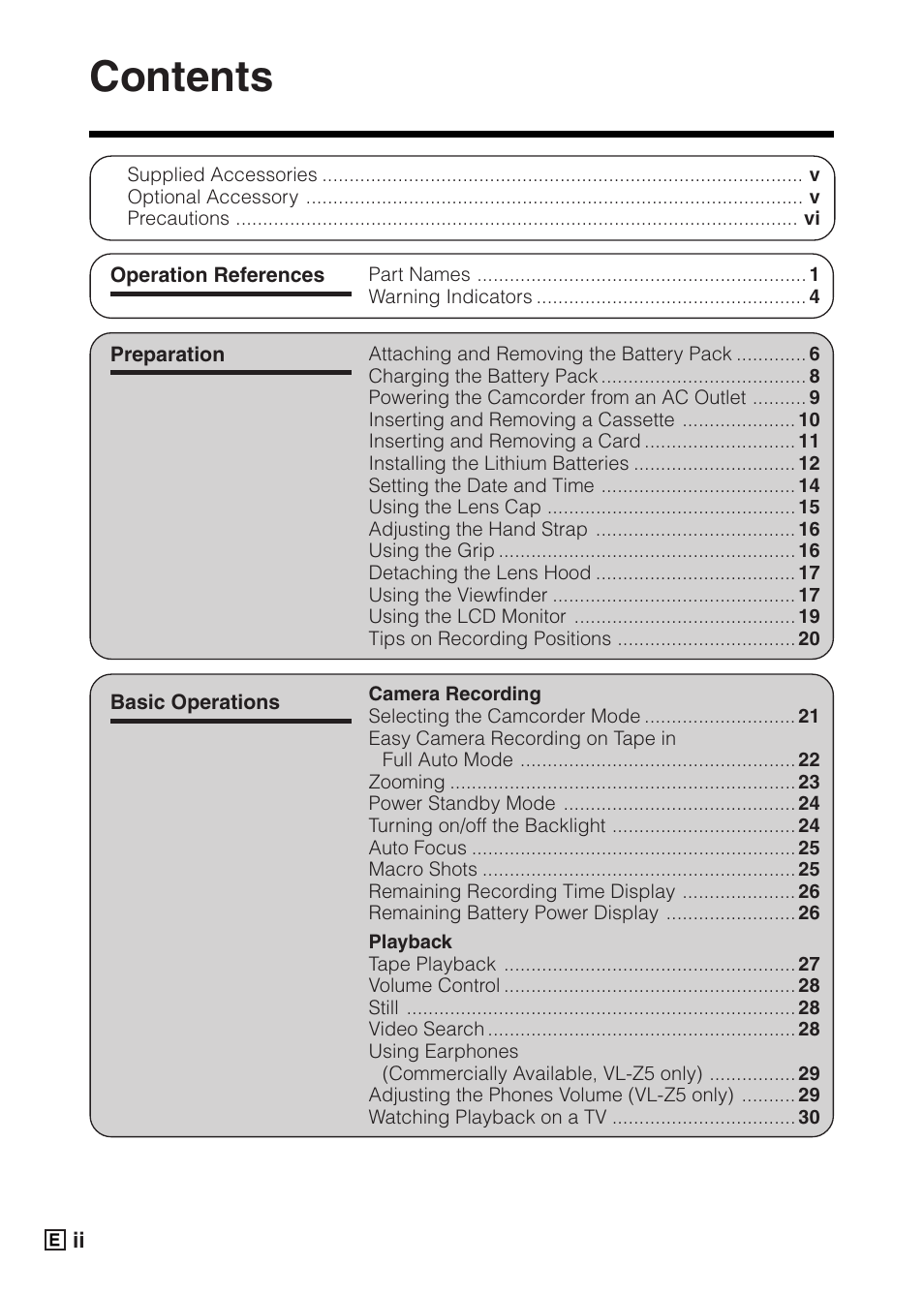 Sharp VIEWCAMZ VL-Z5E User Manual | Page 4 / 117