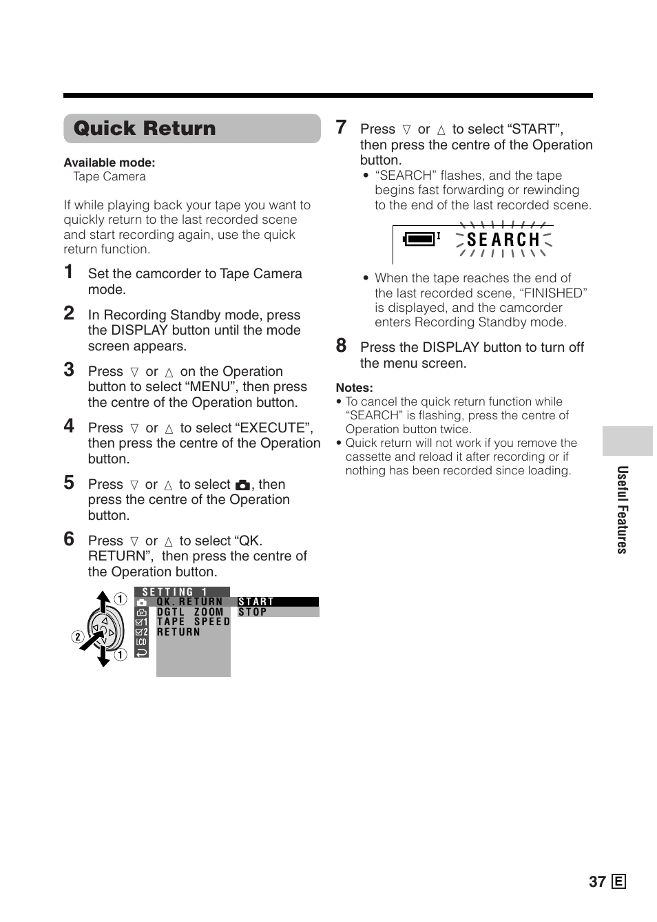 Quick return | Sharp VIEWCAMZ VL-Z5E User Manual | Page 47 / 117