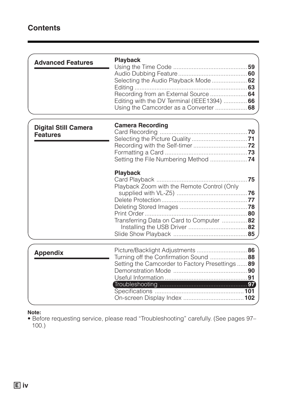 Sharp VIEWCAMZ VL-Z5E User Manual | Page 6 / 117