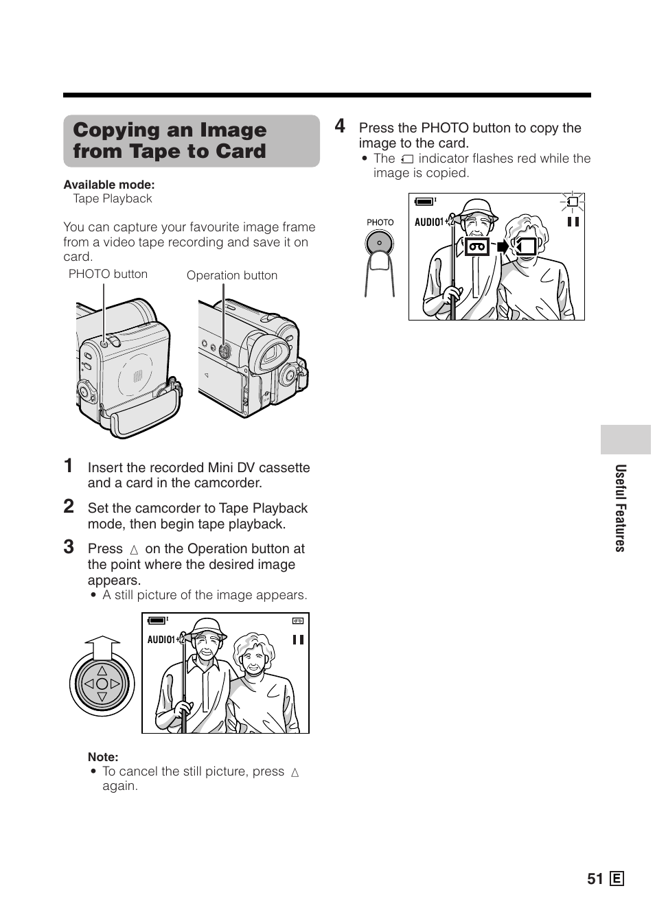 Copying an image from tape to card | Sharp VIEWCAMZ VL-Z5E User Manual | Page 61 / 117