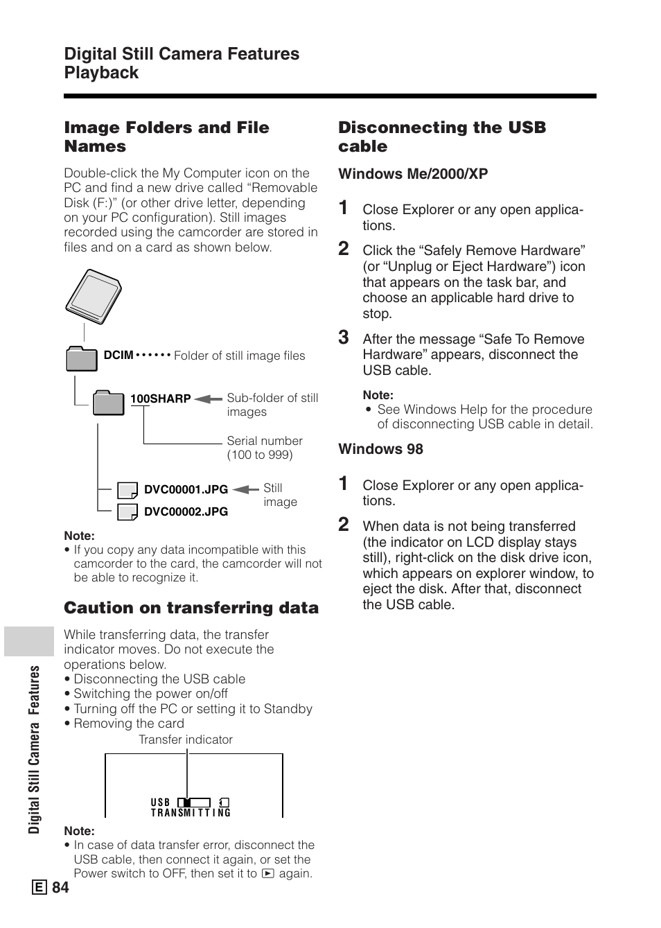 Digital still camera features playback | Sharp VIEWCAMZ VL-Z5E User Manual | Page 94 / 117