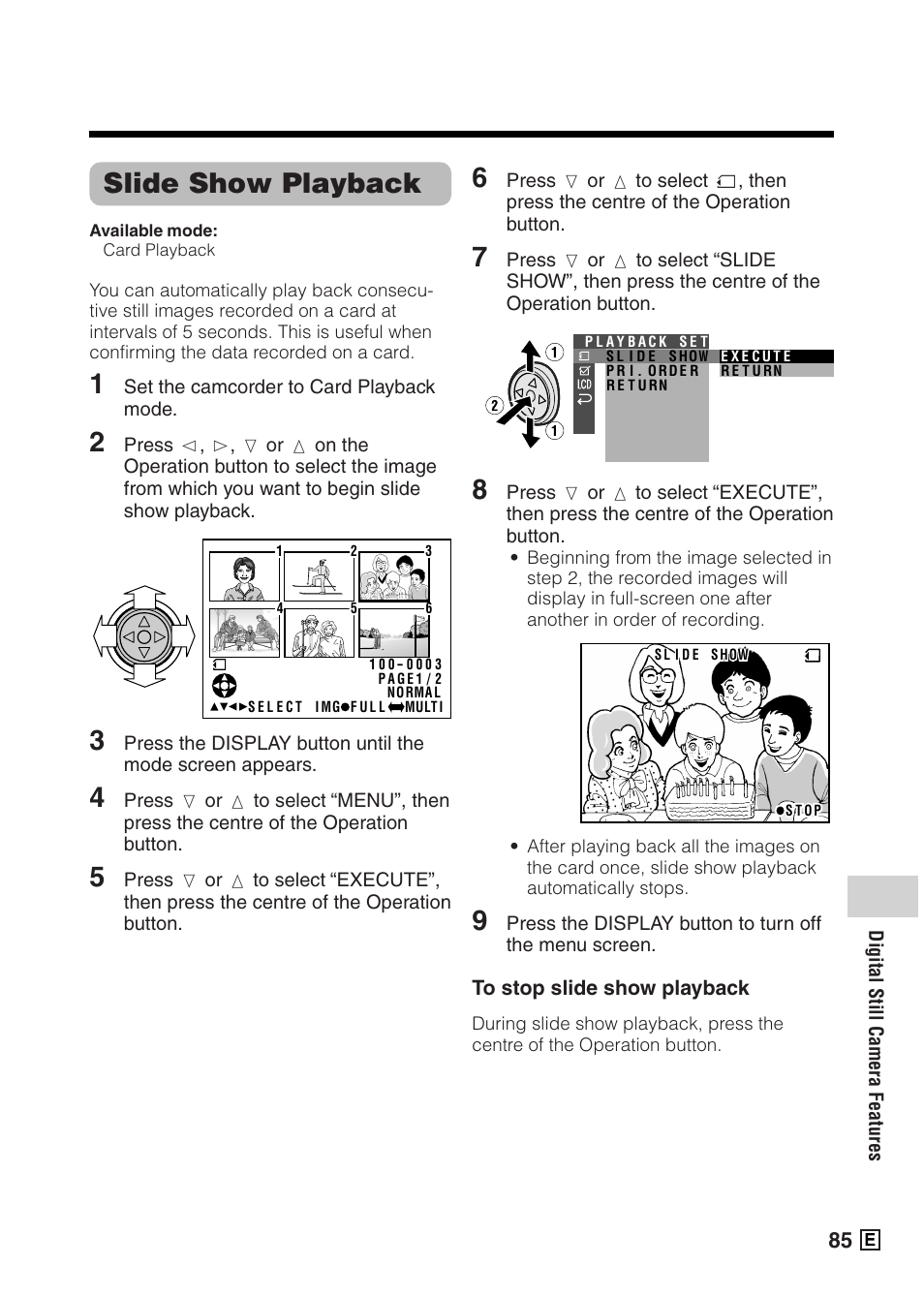 Slide show playback | Sharp VIEWCAMZ VL-Z5E User Manual | Page 95 / 117