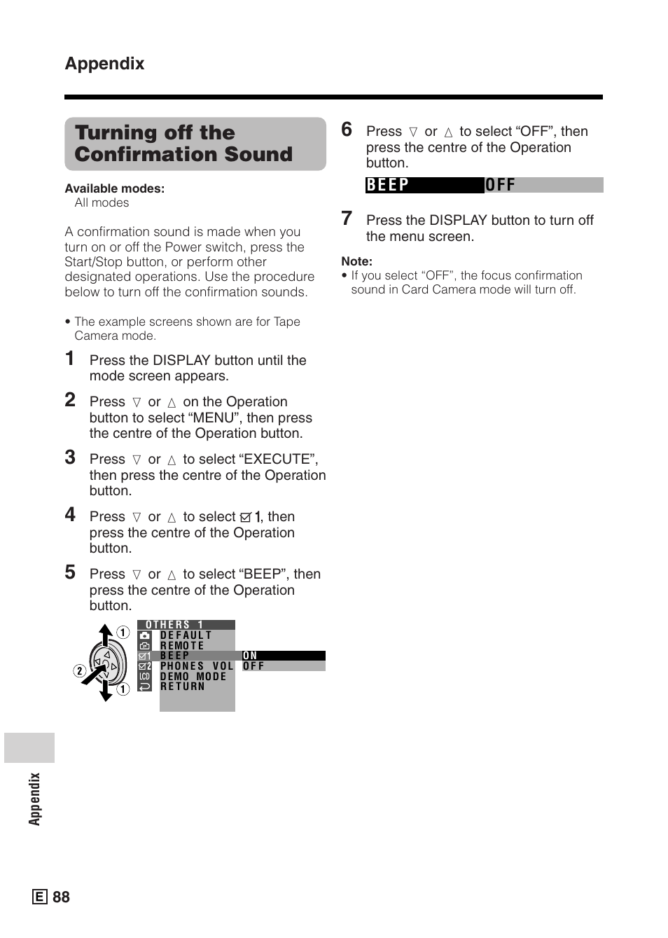 Turning off the confirmation sound, Appendix | Sharp VIEWCAMZ VL-Z5E User Manual | Page 98 / 117