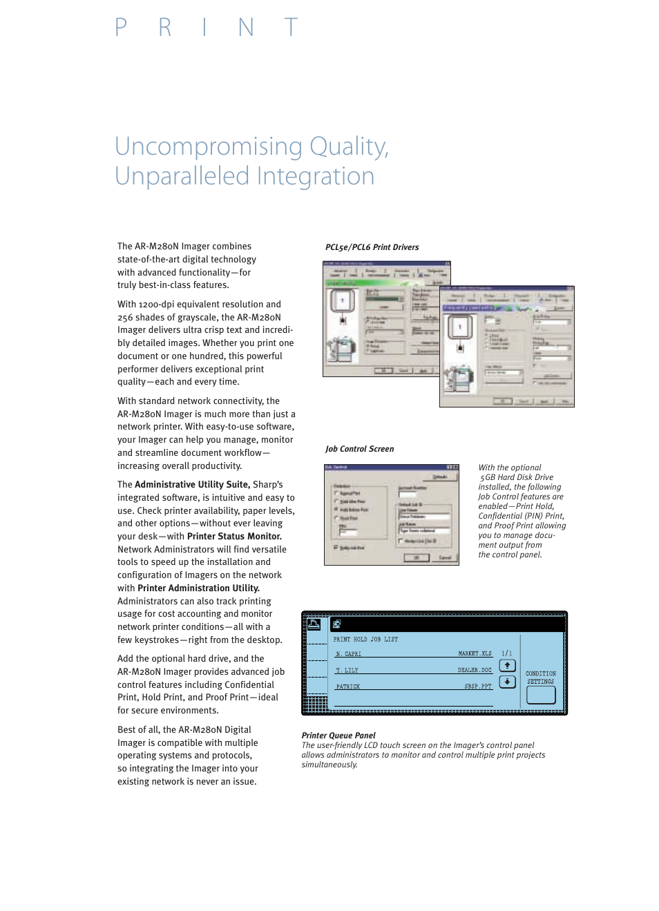 Pr i n t, Uncompromising quality, unparalleled integration | Sharp AR-M280N User Manual | Page 5 / 11