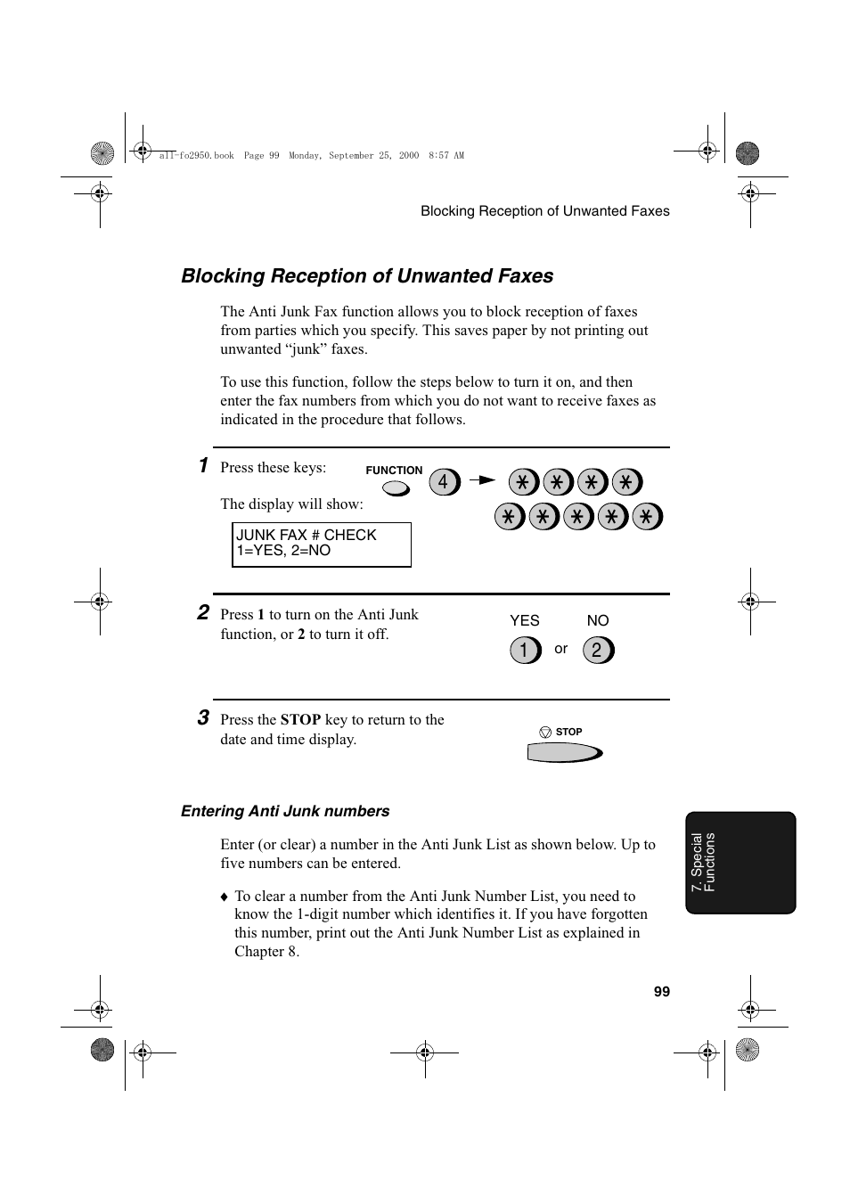 Blocking reception of unwanted faxes | Sharp FO-2950M User Manual | Page 101 / 152