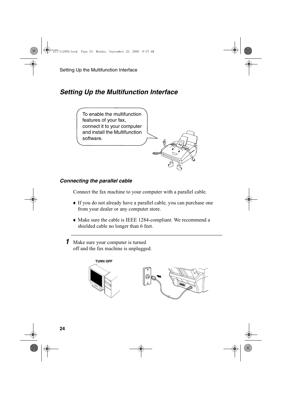 Setting up the multifunction interface | Sharp FO-2950M User Manual | Page 26 / 152