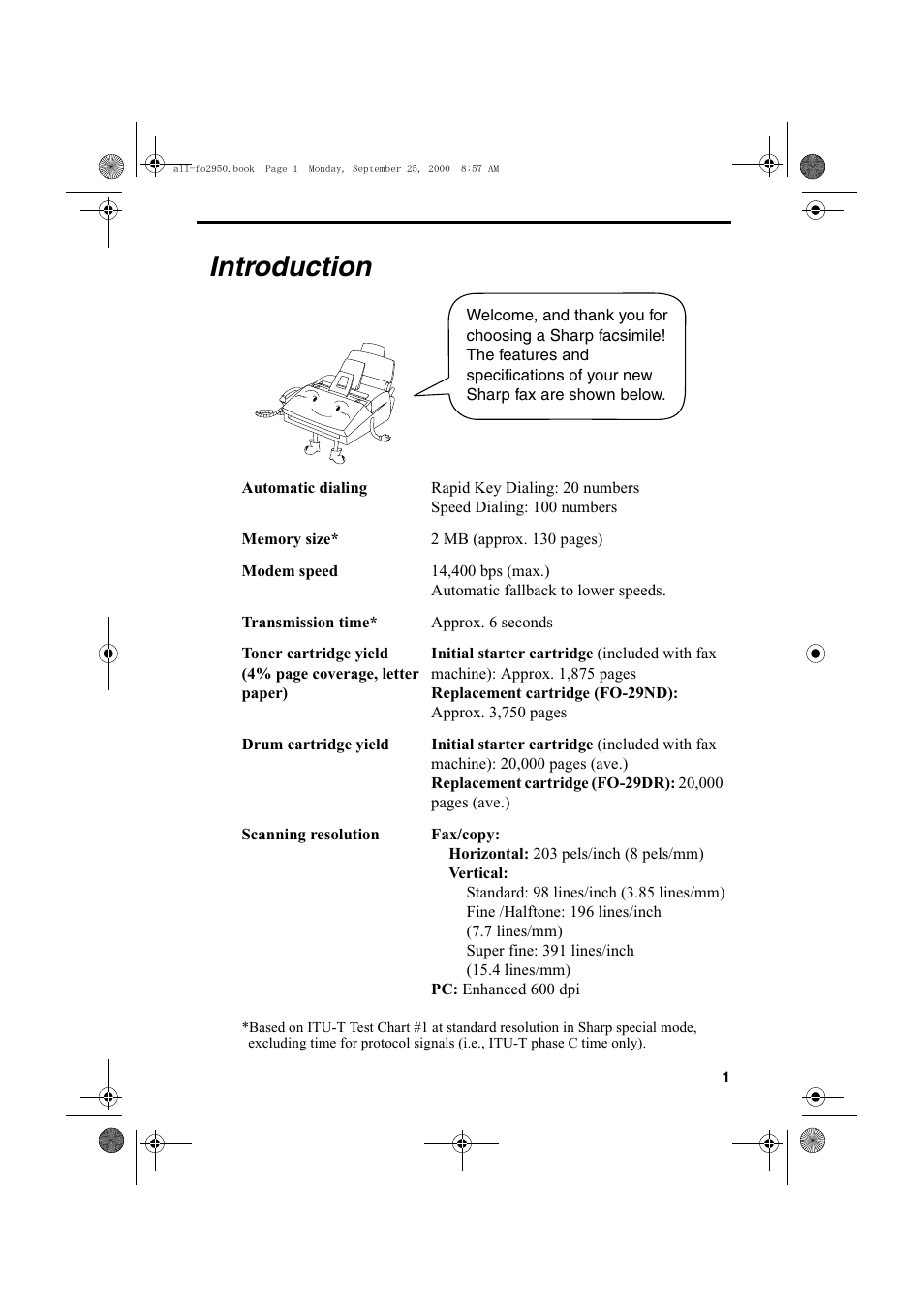 Introduction | Sharp FO-2950M User Manual | Page 3 / 152