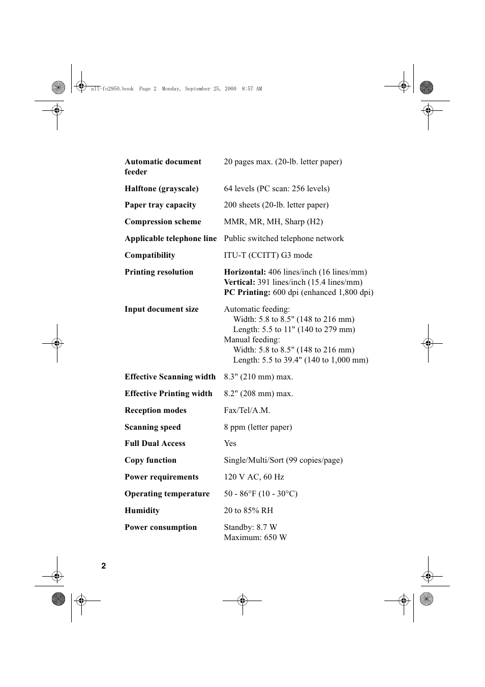 Sharp FO-2950M User Manual | Page 4 / 152