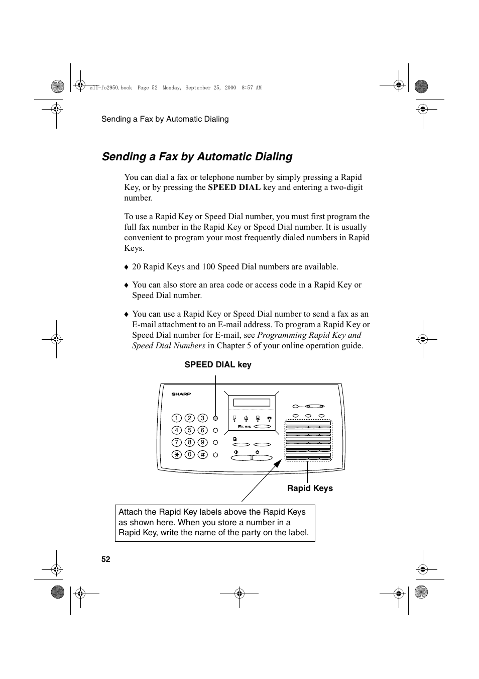 Sending a fax by automatic dialing | Sharp FO-2950M User Manual | Page 54 / 152