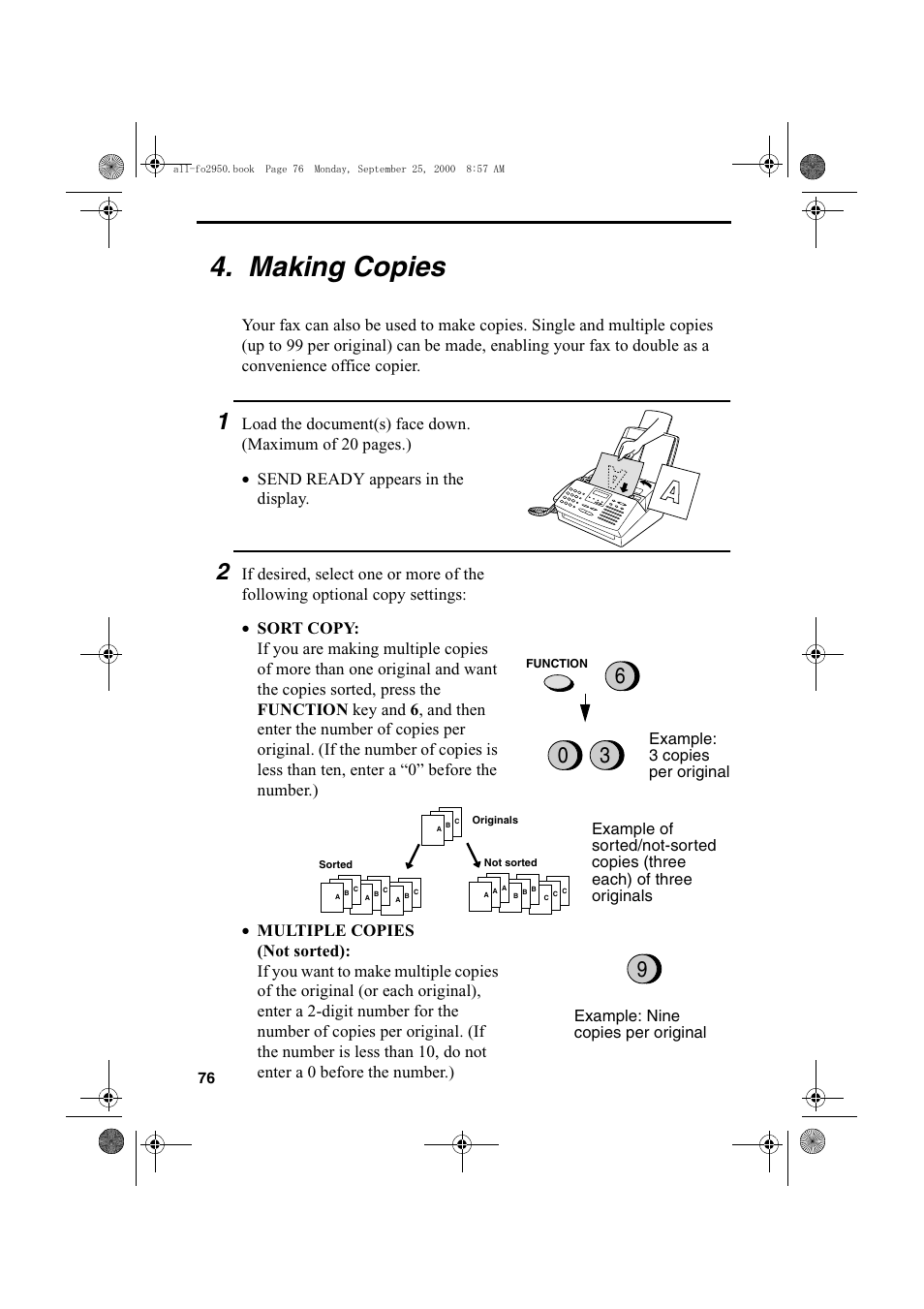 Making copies | Sharp FO-2950M User Manual | Page 78 / 152