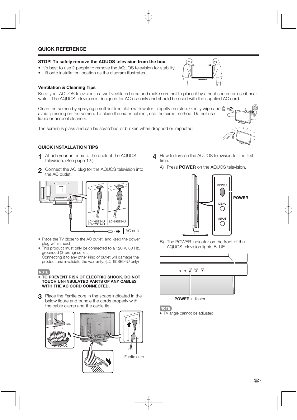 Sharp Aquos LC 52SE94U User Manual | Page 9 / 59