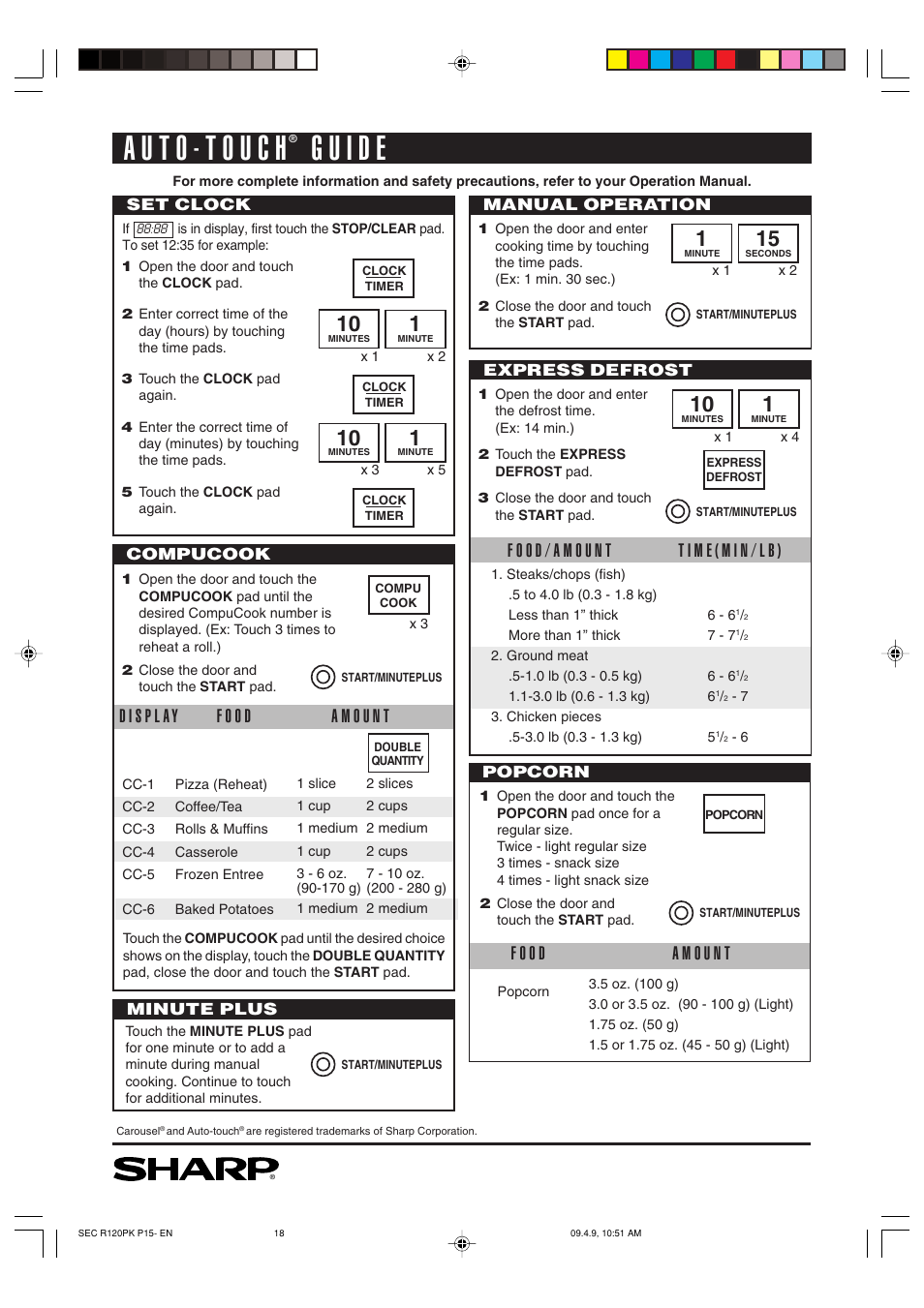 Sharp CAROUSEL R-120PK User Manual | Page 18 / 18