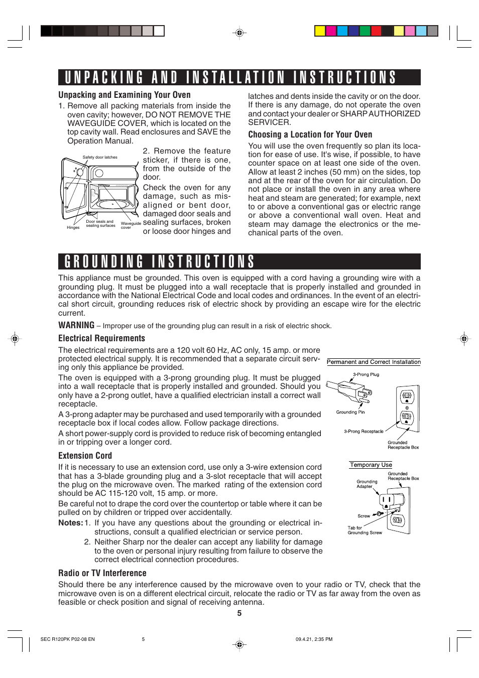 Sharp CAROUSEL R-120PK User Manual | Page 5 / 18