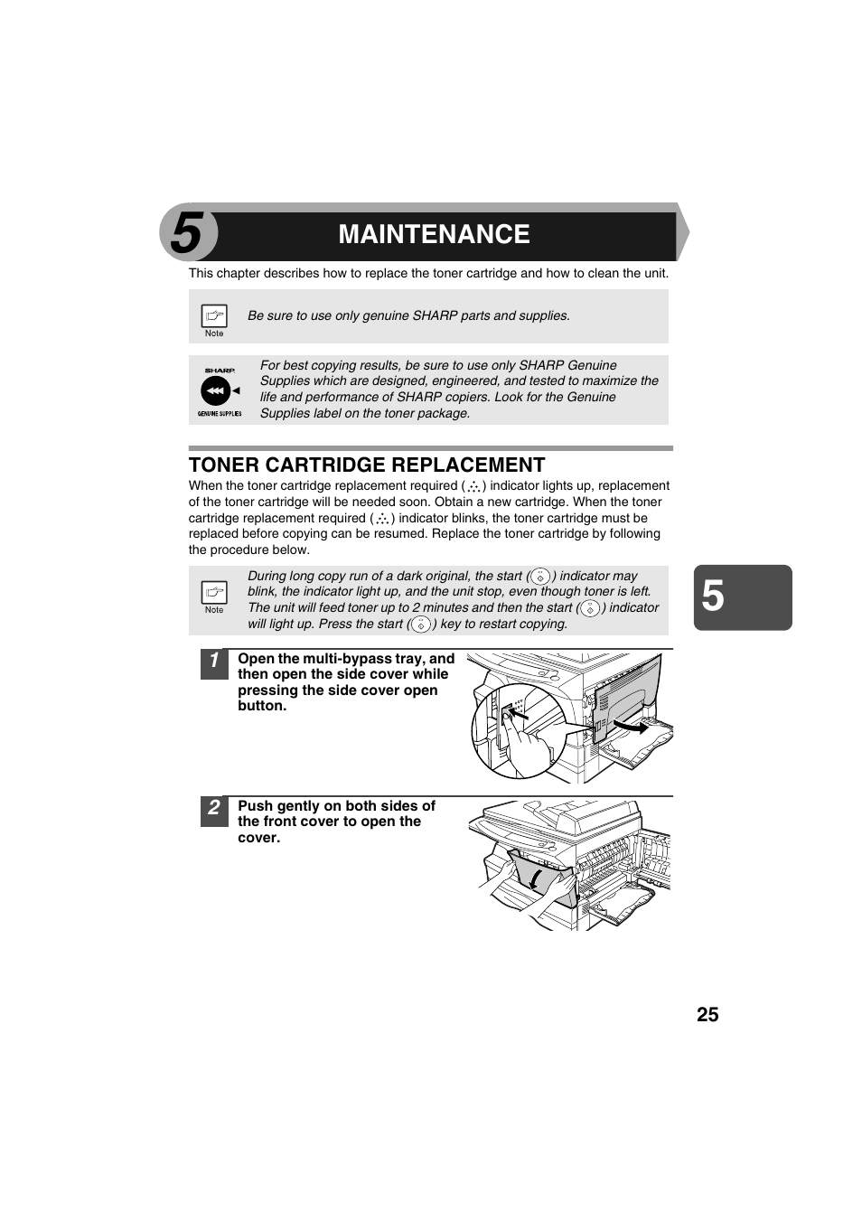 Maintenance | Sharp DIGITAL LASER COPIER/PRINTER AR-153E User Manual | Page 27 / 121