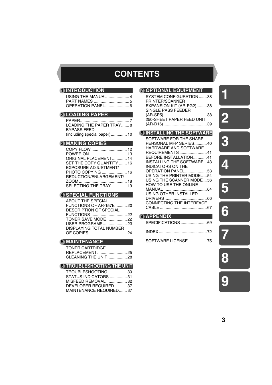 Sharp DIGITAL LASER COPIER/PRINTER AR-153E User Manual | Page 5 / 121