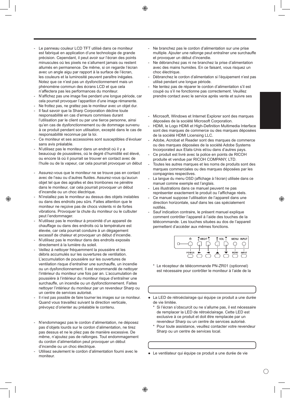 Conseils et mesures de sécurité, Français | Sharp TINSE1166MPZZ User Manual | Page 19 / 40