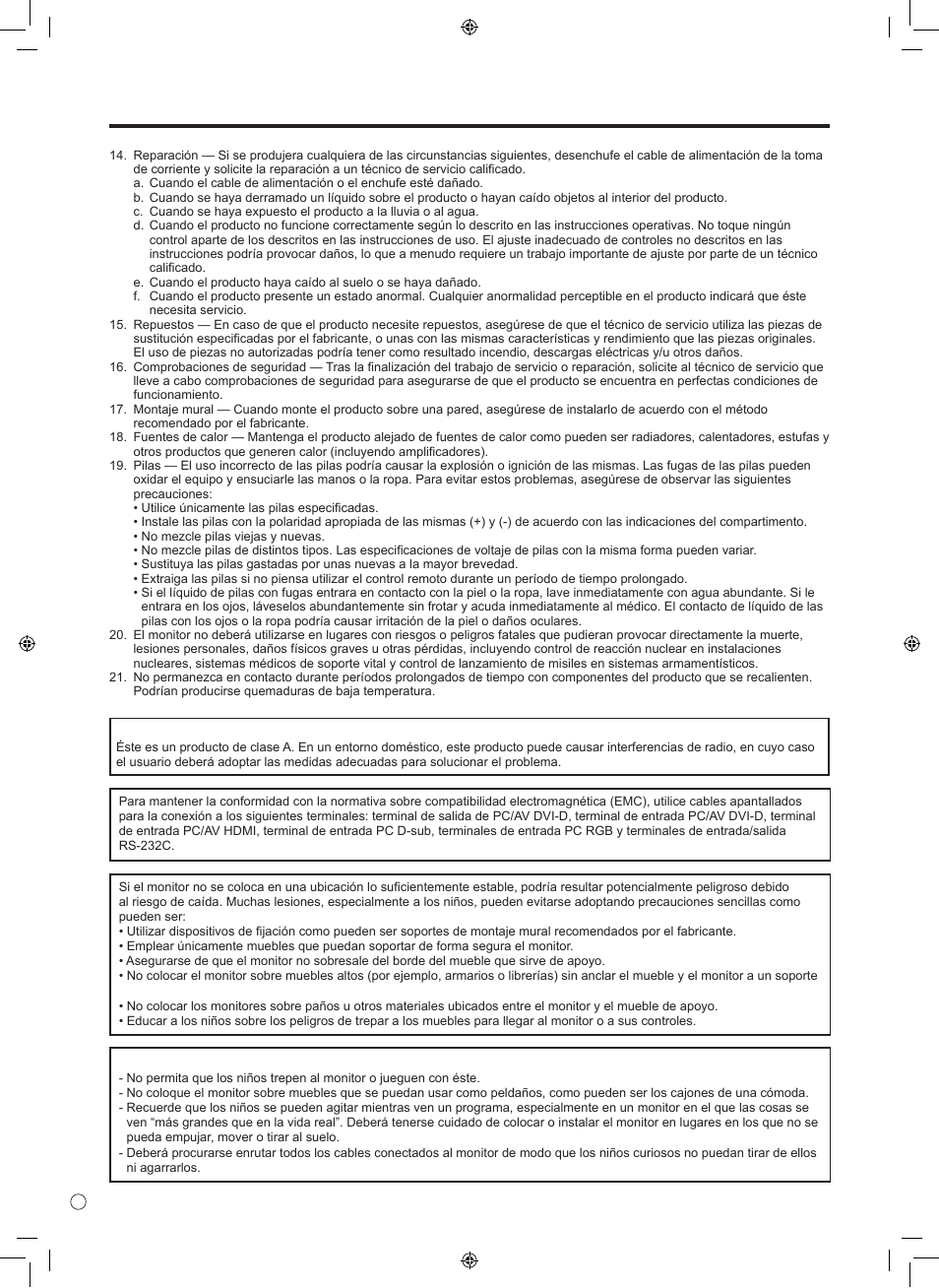 Precauciones de seguridad (continuación) | Sharp TINSE1166MPZZ User Manual | Page 30 / 40