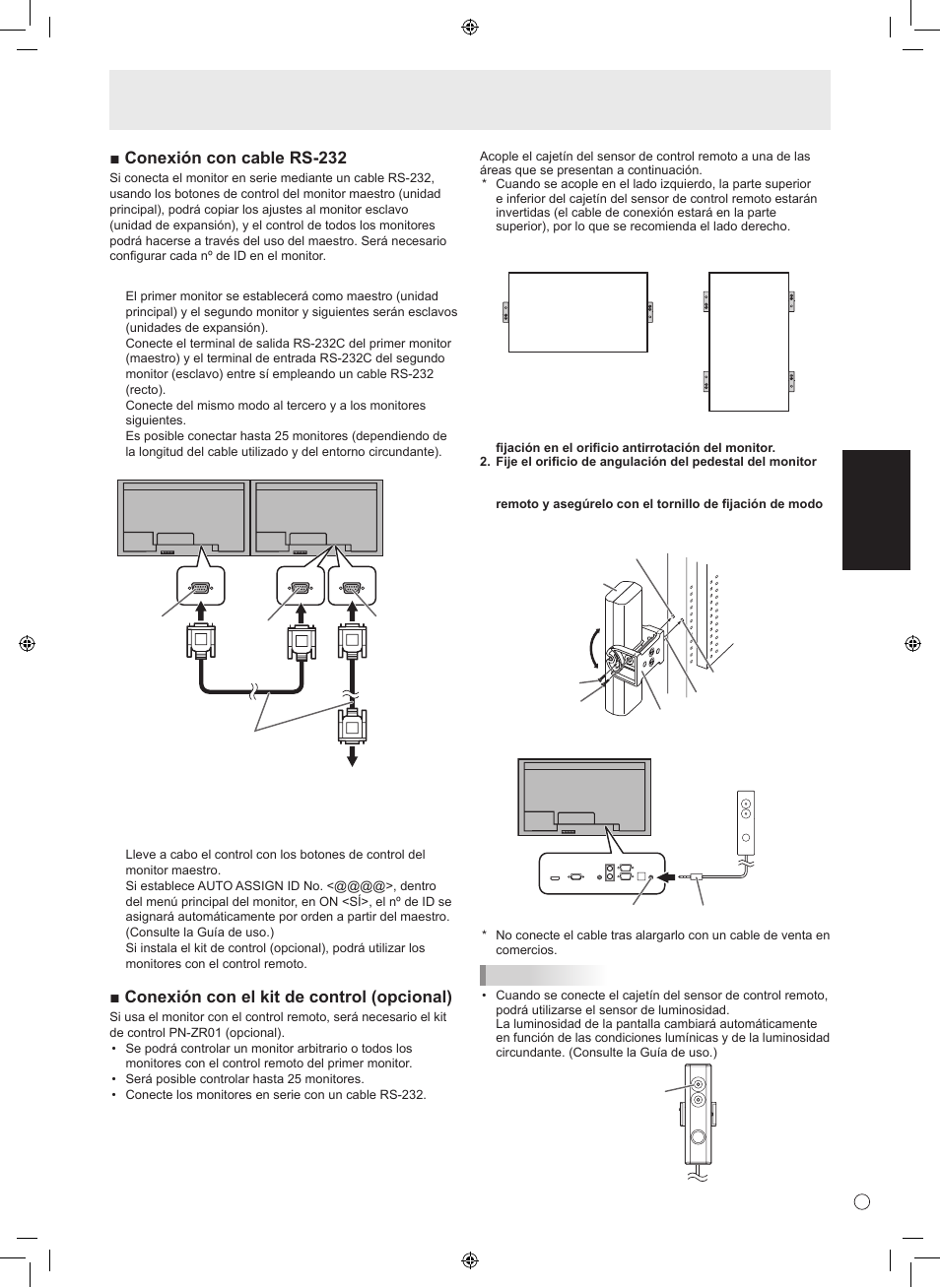 Esp añol, Conexión con el kit de control (opcional) | Sharp TINSE1166MPZZ User Manual | Page 35 / 40