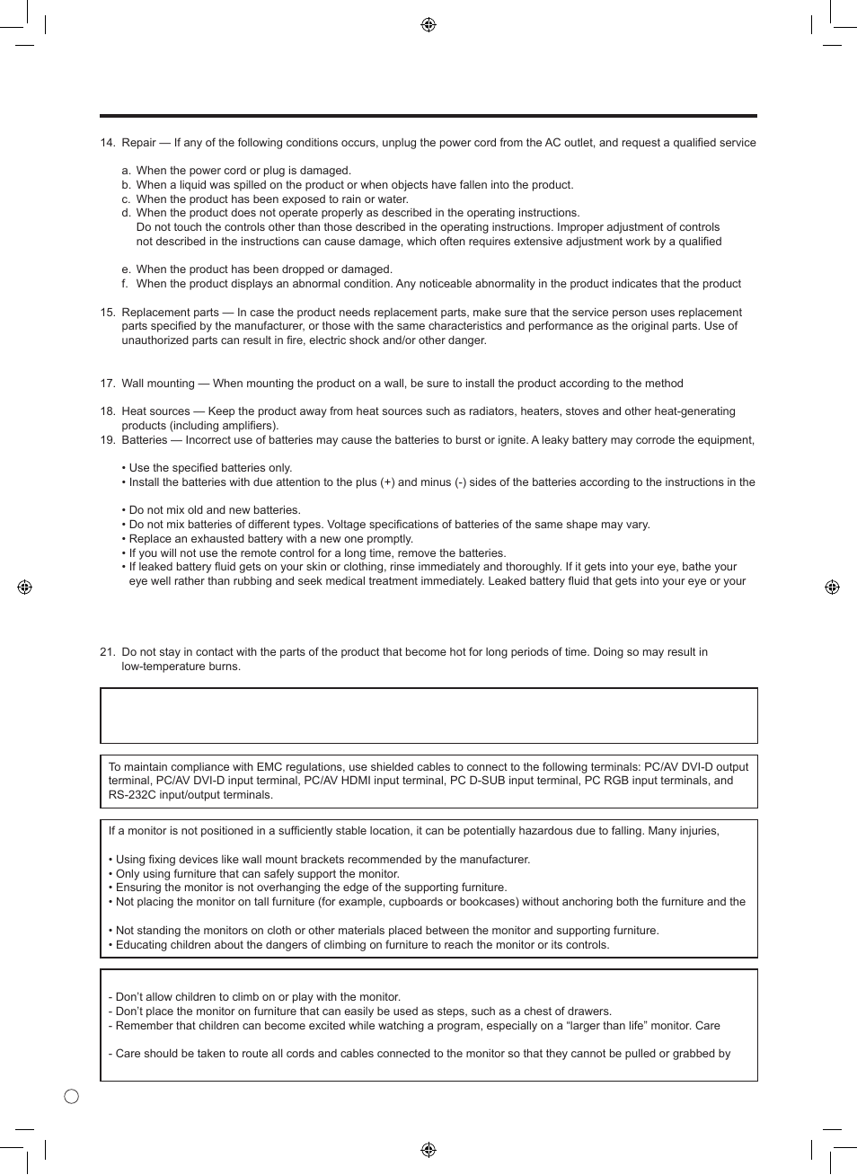 Safety precautions (continued) | Sharp TINSE1166MPZZ User Manual | Page 6 / 40