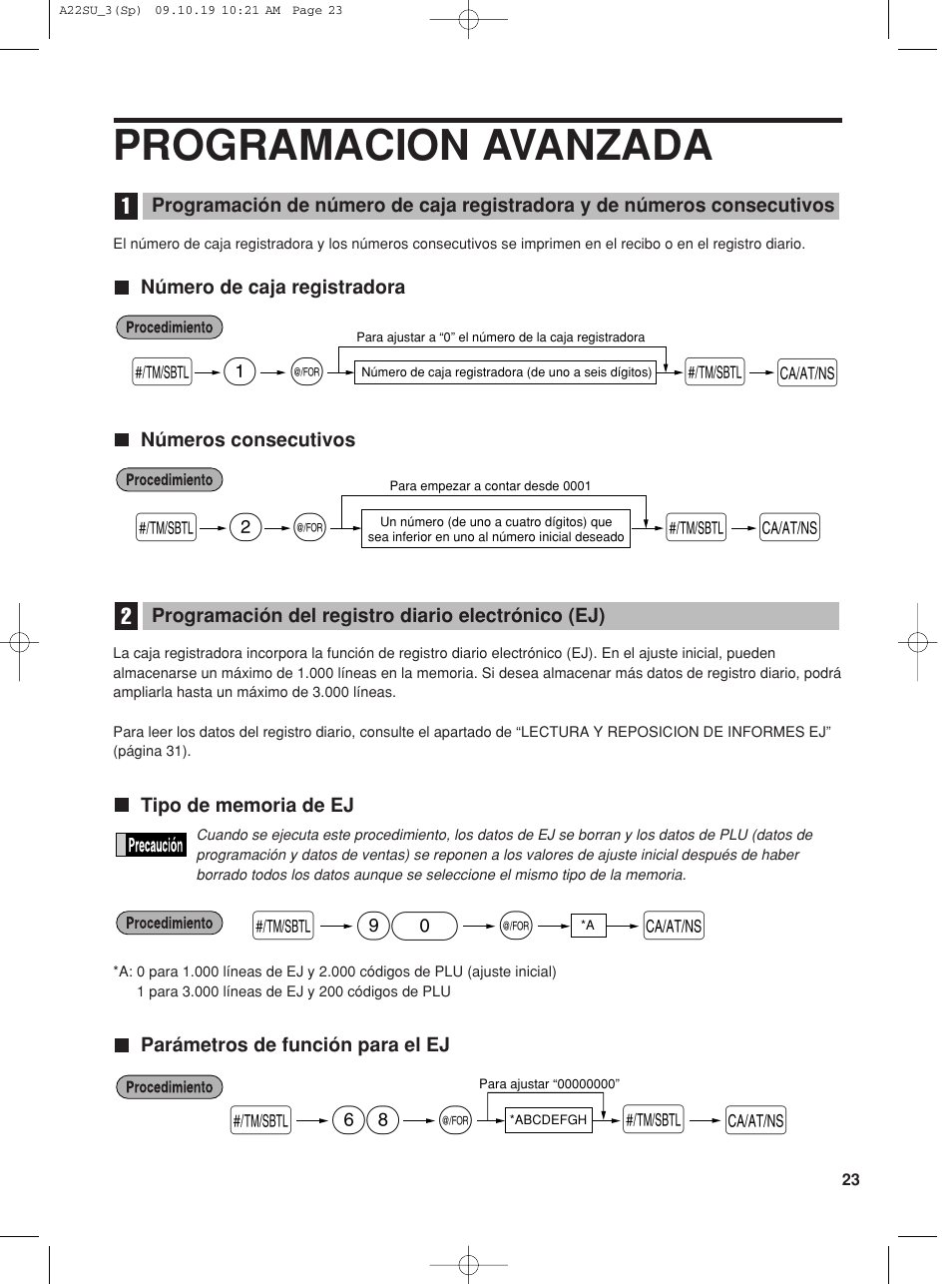 Programacion avanzada, S@ 90 a, 1s @ s a | 2s @ s a | Sharp TINSZ2601RCZZ User Manual | Page 101 / 120