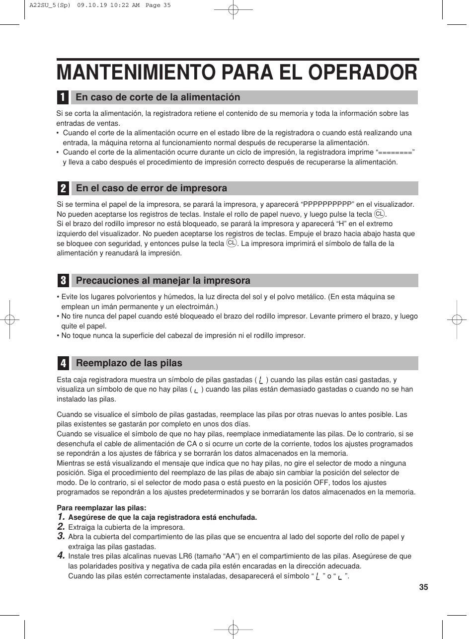 Mantenimiento para el operador | Sharp TINSZ2601RCZZ User Manual | Page 113 / 120