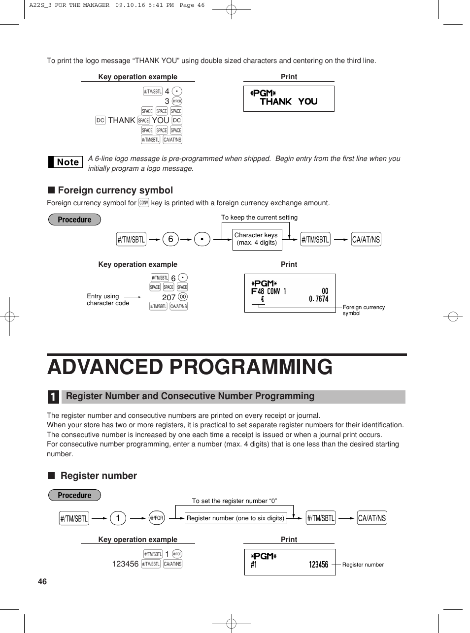 Advanced programming, Sp 6, 1s @ s a | Sharp TINSZ2601RCZZ User Manual | Page 48 / 120