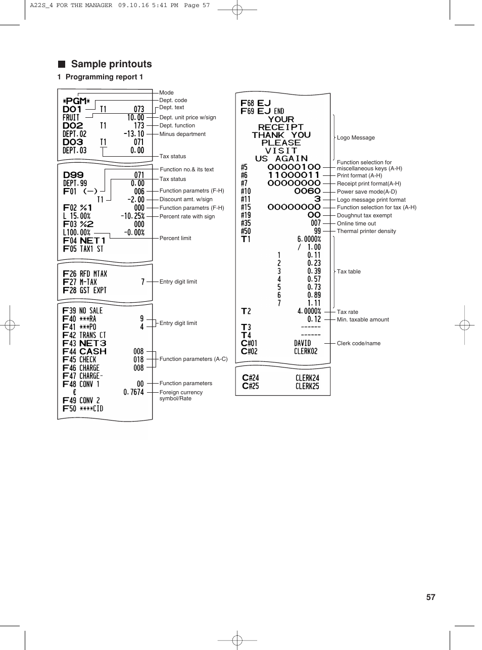 Sample printouts | Sharp TINSZ2601RCZZ User Manual | Page 59 / 120