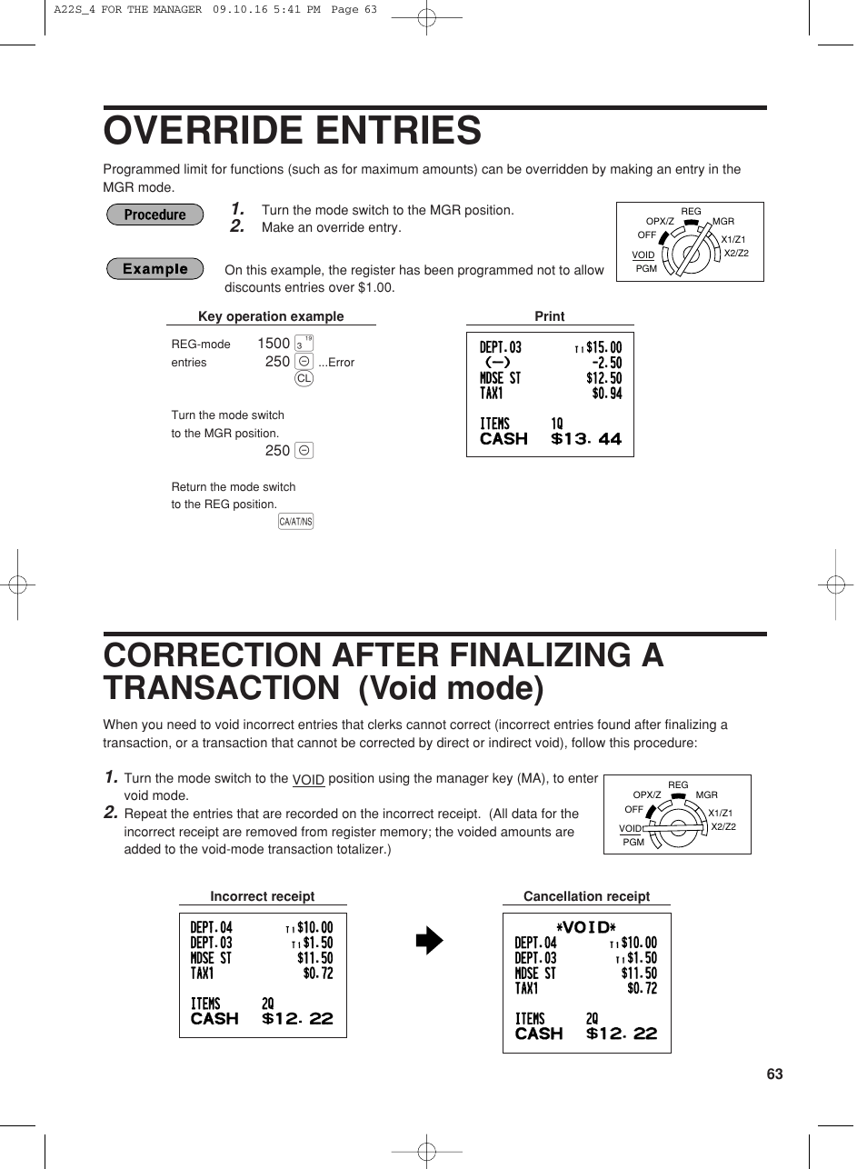 Override entries | Sharp TINSZ2601RCZZ User Manual | Page 65 / 120