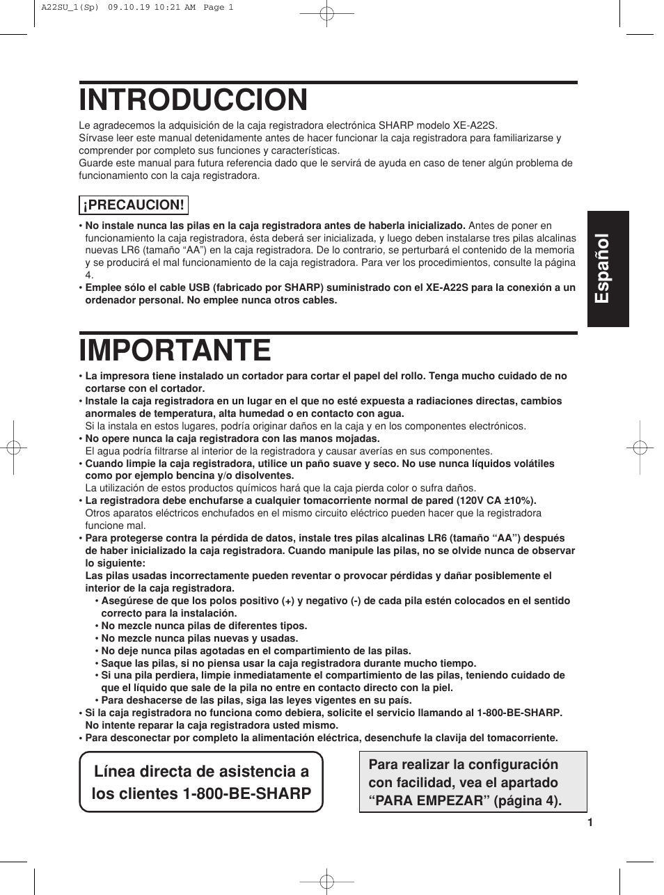 Introduccion, Importante, English español | Sharp TINSZ2601RCZZ User Manual | Page 79 / 120