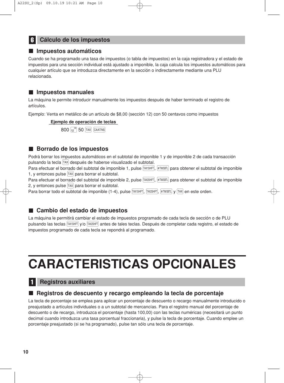 Caracteristicas opcionales | Sharp TINSZ2601RCZZ User Manual | Page 88 / 120