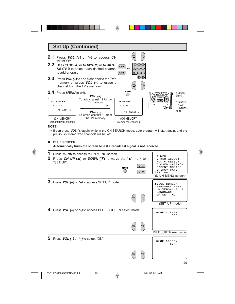Set up (continued) | Sharp 32N S400 User Manual | Page 29 / 48