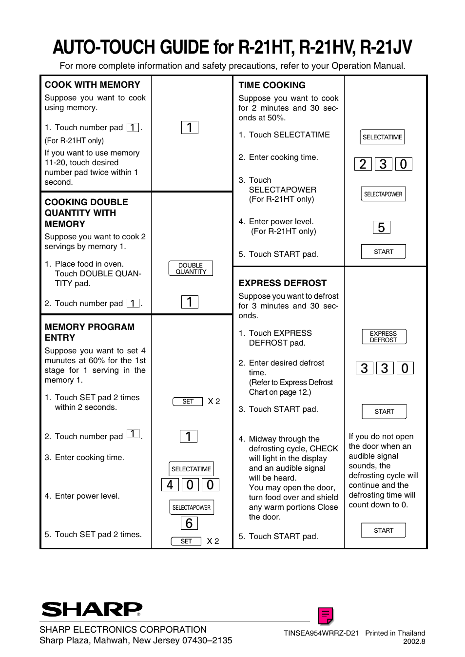 Sharp R-21JCA User Manual | Page 24 / 24