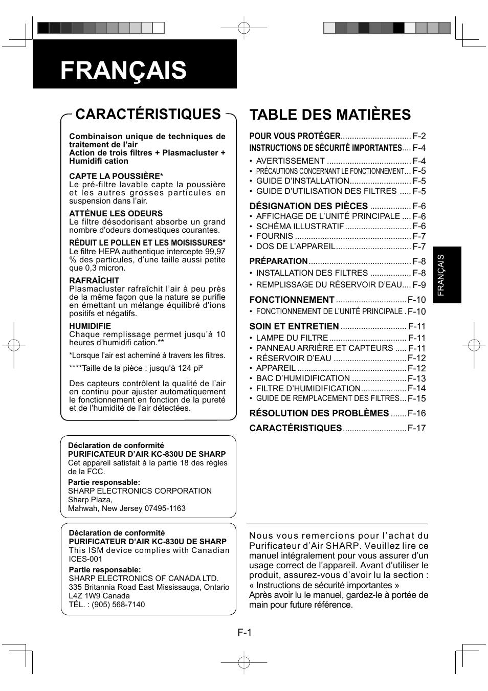 Sharp Air Purifier with Humidifying Function KC-830U User Manual | Page 23 / 56