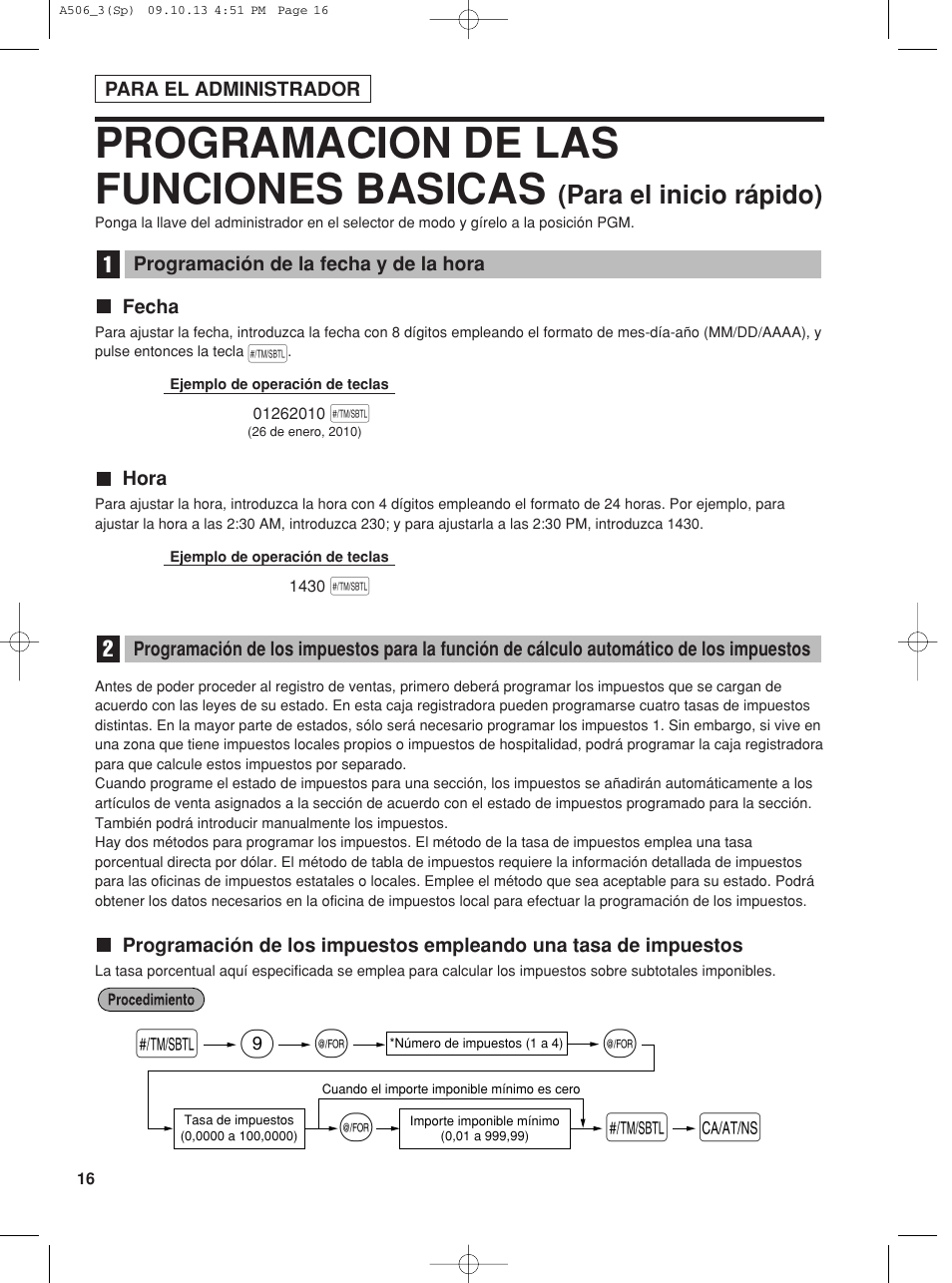 Programacion de las funciones basicas, S@ 9 @ @ s a, Para el inicio rápido) | Sharp XE-A506 User Manual | Page 100 / 132