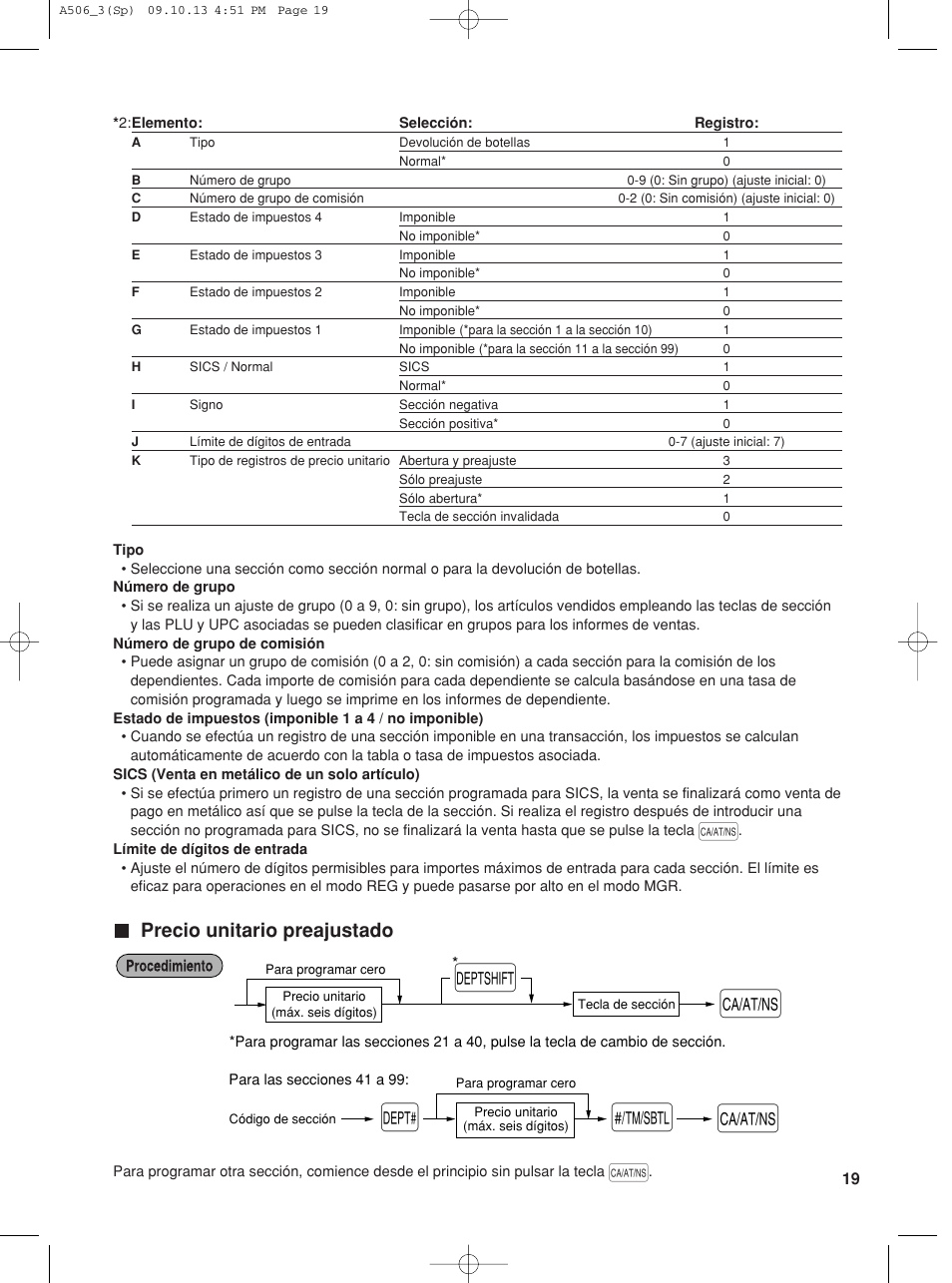 Precio unitario preajustado | Sharp XE-A506 User Manual | Page 103 / 132