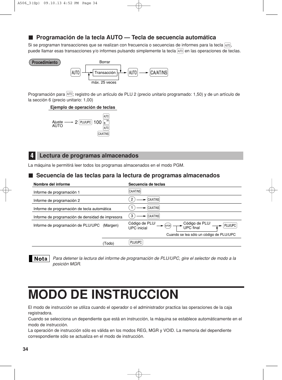 Modo de instruccion | Sharp XE-A506 User Manual | Page 118 / 132