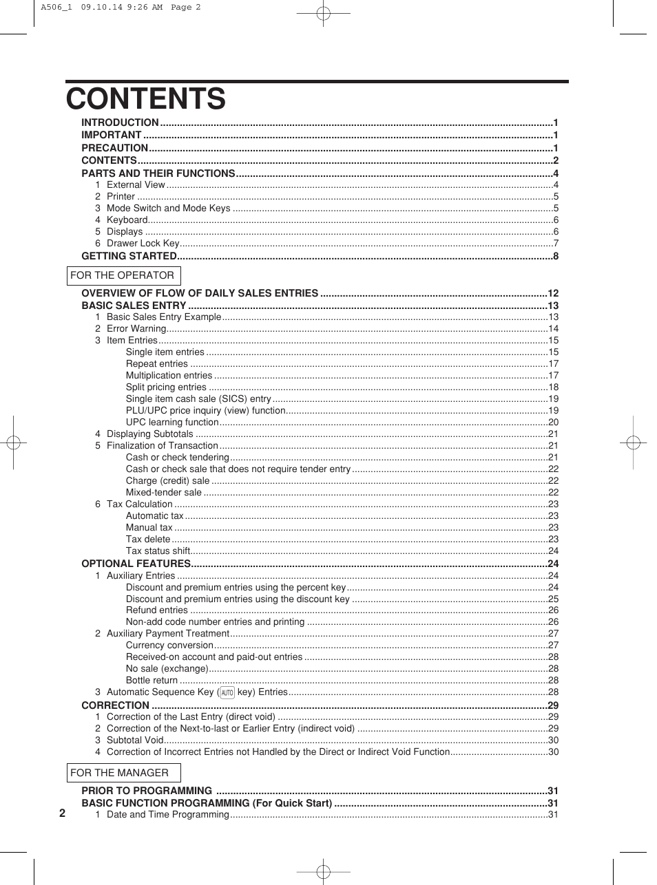 Sharp XE-A506 User Manual | Page 4 / 132