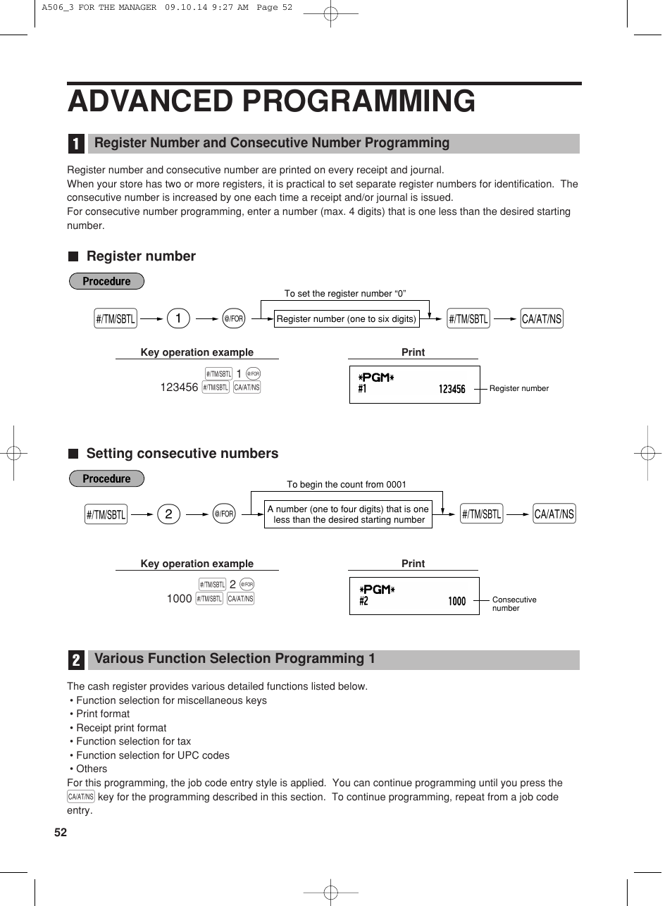 Advanced programming, 2s @ s a, 1s @ s a | Sharp XE-A506 User Manual | Page 54 / 132